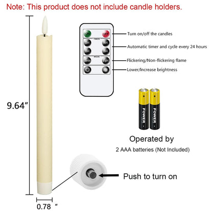 GenSwin Halloween Black Taper Flameless Candles