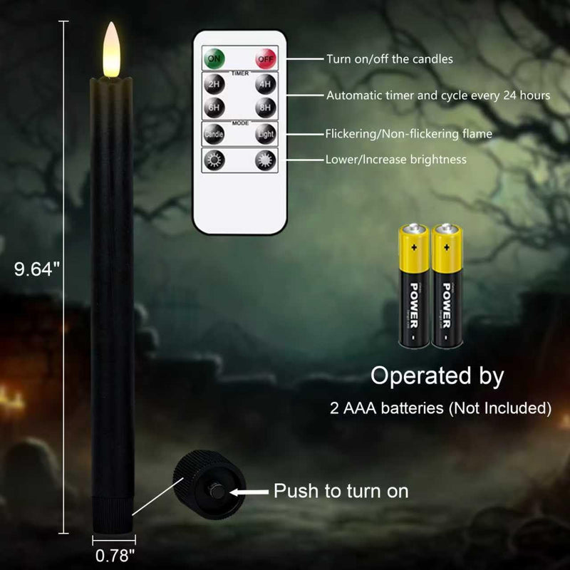 GenSwin Halloween Black Taper Flameless Candles