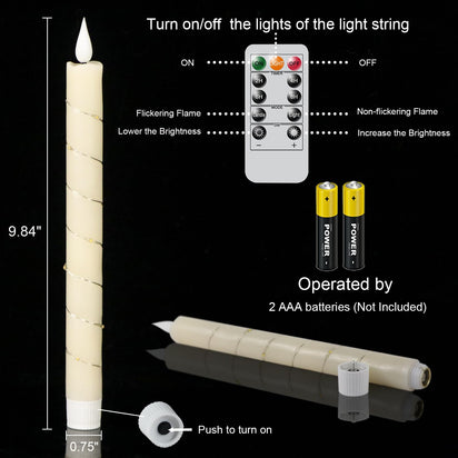 GenSwin Halloween Black Taper Flameless Candles
