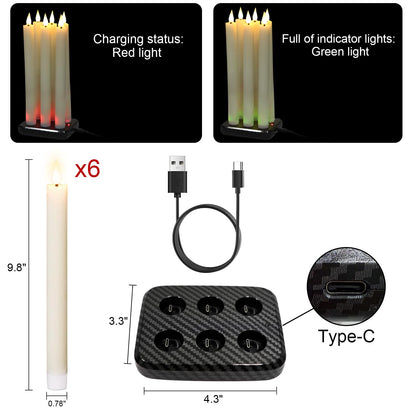 GenSwin Halloween Black Taper Flameless Candles