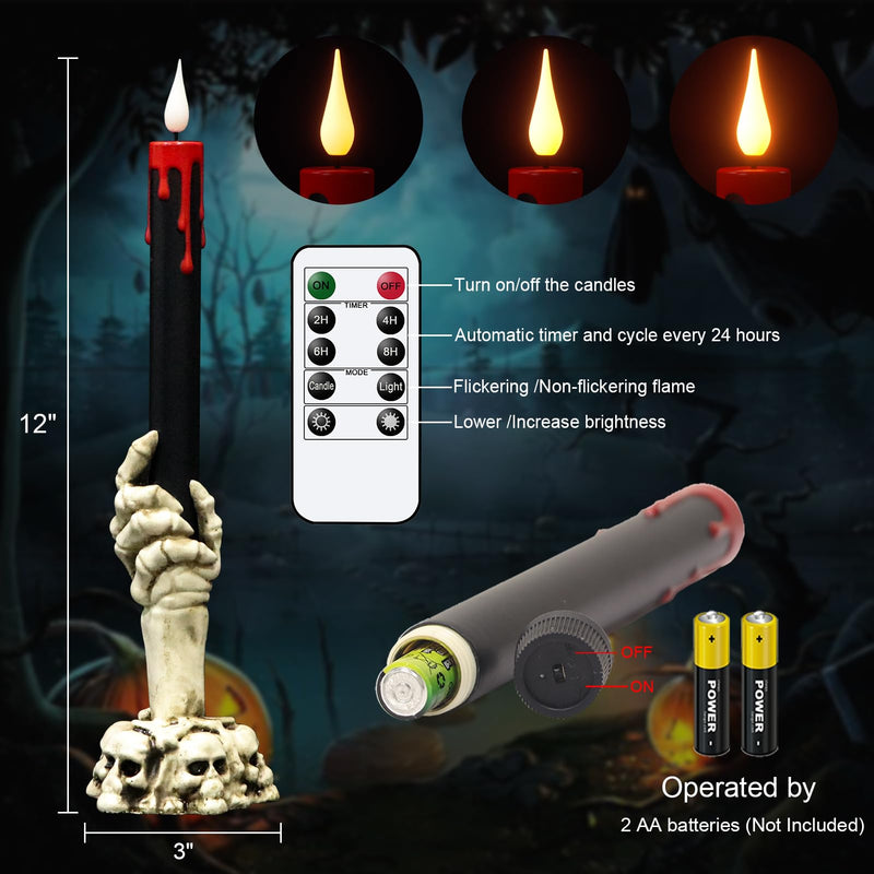 GenSwin Halloween Black Taper Flameless Candles