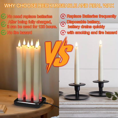 GenSwin Halloween Black Taper Flameless Candles