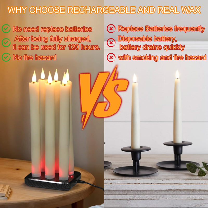 GenSwin Halloween Black Taper Flameless Candles