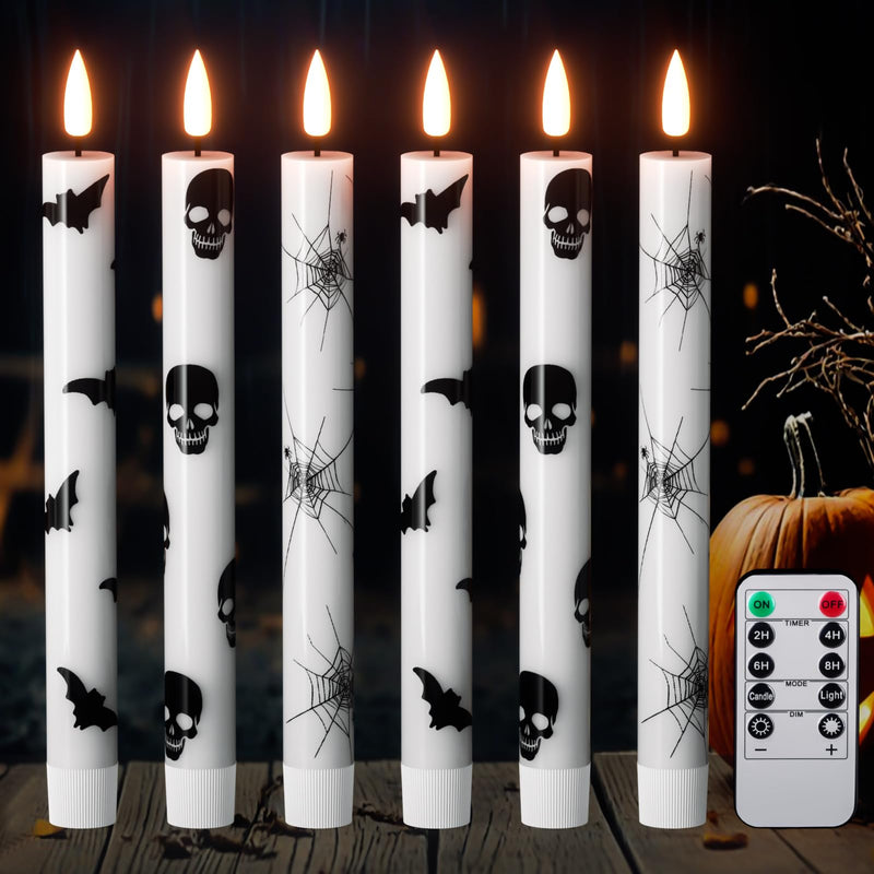 GenSwin Halloween Black Taper Flameless Candles