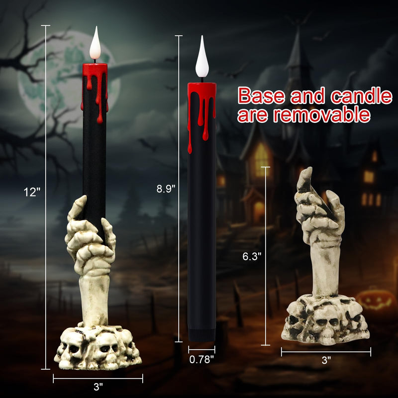 GenSwin Halloween Black Taper Flameless Candles