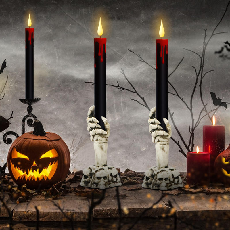 GenSwin Halloween Black Taper Flameless Candles