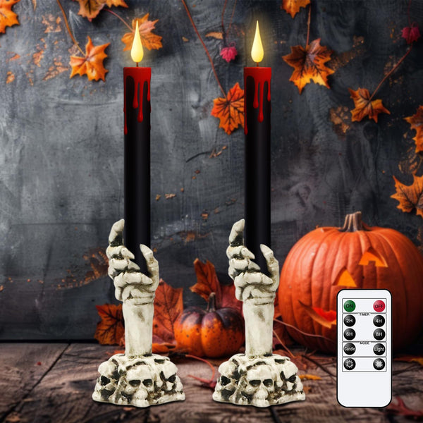 GenSwin Halloween Black Taper Flameless Candles