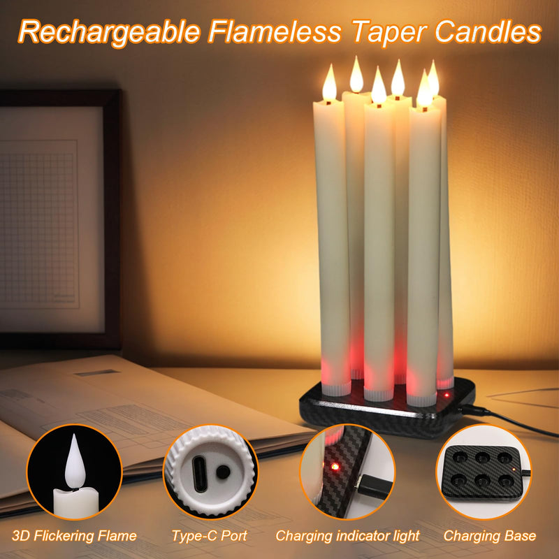 GenSwin Halloween Black Taper Flameless Candles