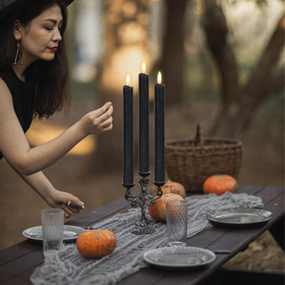 GenSwin Halloween Black Taper Flameless Candles