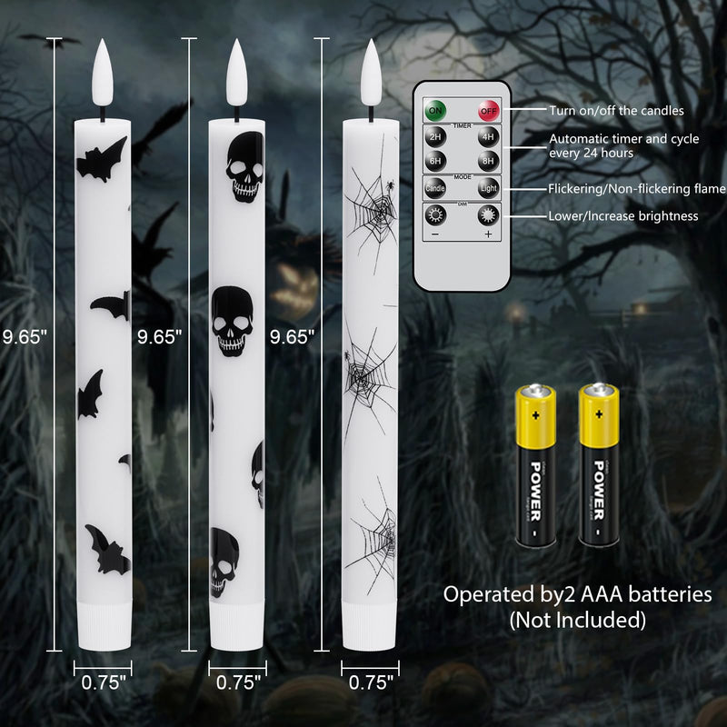 GenSwin Halloween Black Taper Flameless Candles