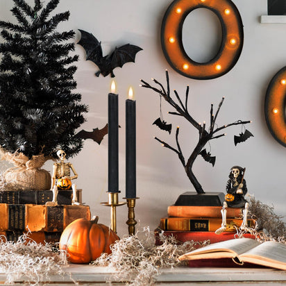 GenSwin Halloween Black Taper Flameless Candles
